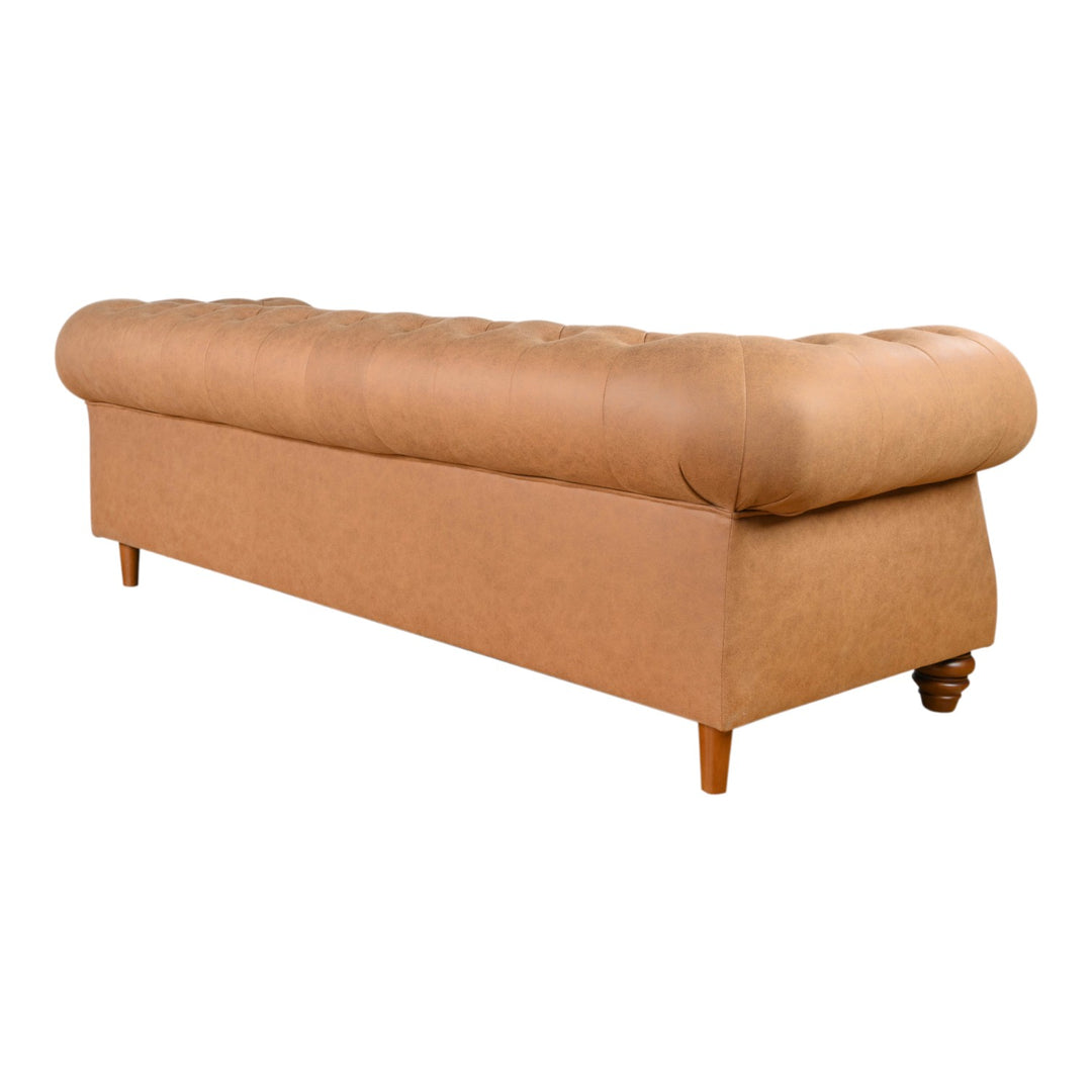 Kensington 3 Seater Sofa Tan Leather Look - Future Classics Furniture