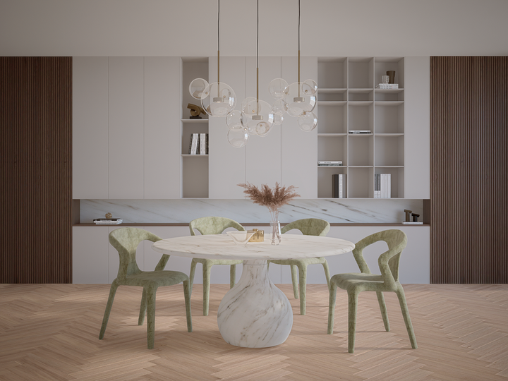 Aqua Round Dining Table Marble Finish - 1.5m - Future Classics Furniture