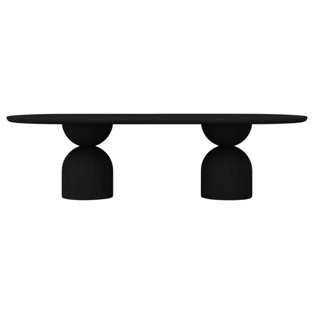 Black Tulip Oval Dining Table, 2.8m, showcasing a sleek modern design with a smooth oval surface and sturdy base.