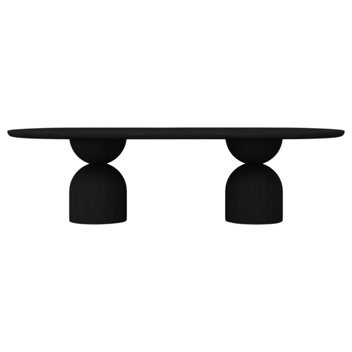 Black Tulip Oval Dining Table, 2.8m, showcasing a sleek modern design with a smooth oval surface and sturdy base.