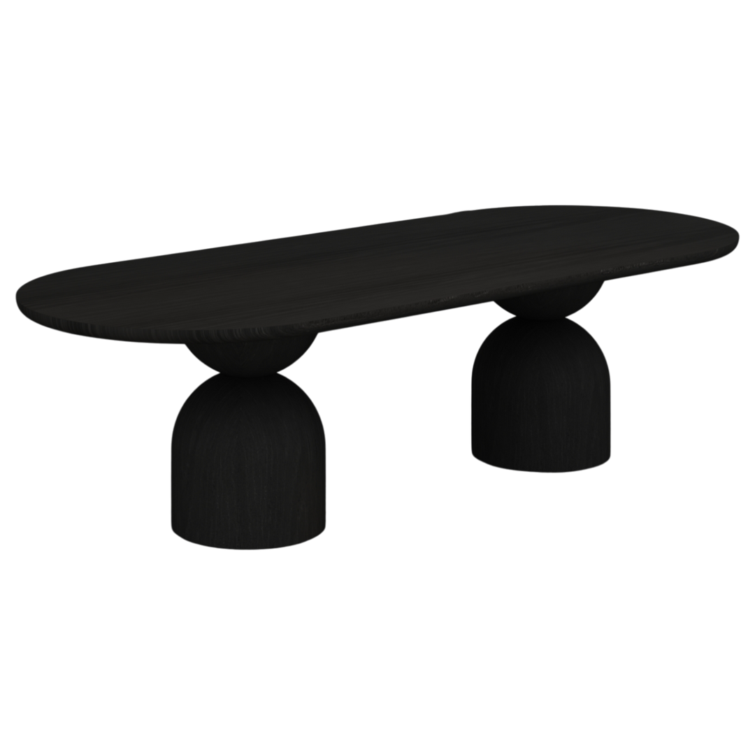 Black Tulip Oval Dining Table, 2.8m long, showcasing a sleek, modern design perfect for contemporary dining spaces.