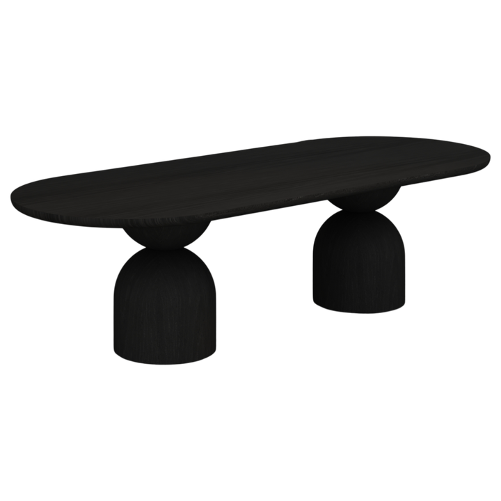 Black Tulip Oval Dining Table, 2.8m long, showcasing a sleek, modern design perfect for contemporary dining spaces.