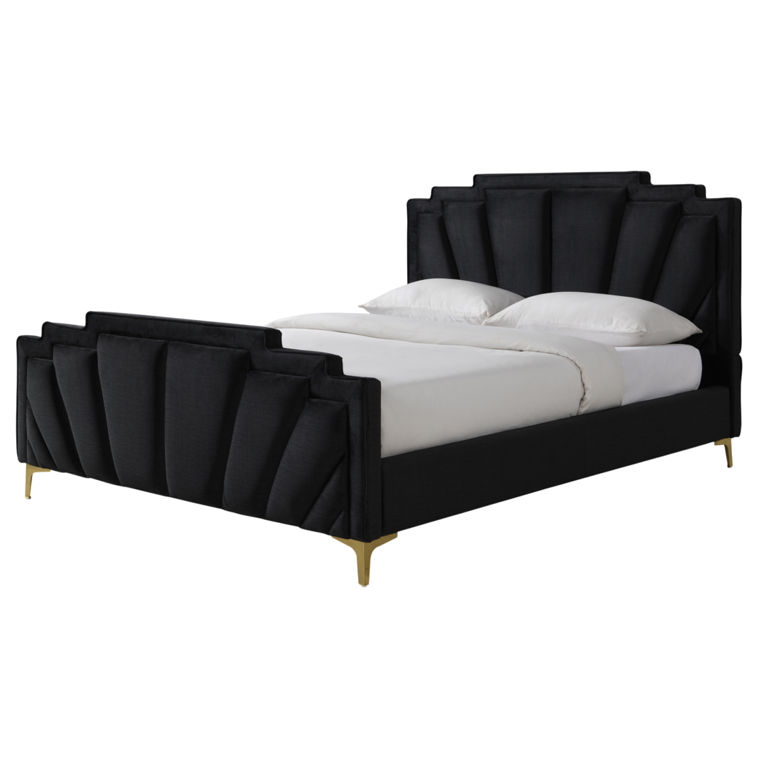 Phillipe Queen Bed Black Velvet - Future Classics Furniture