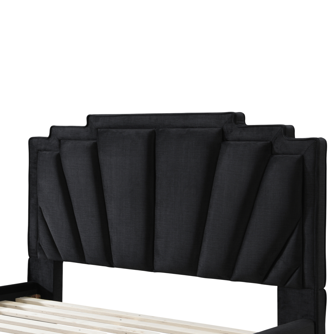 Phillipe King Bed Black Velvet - Future Classics Furniture