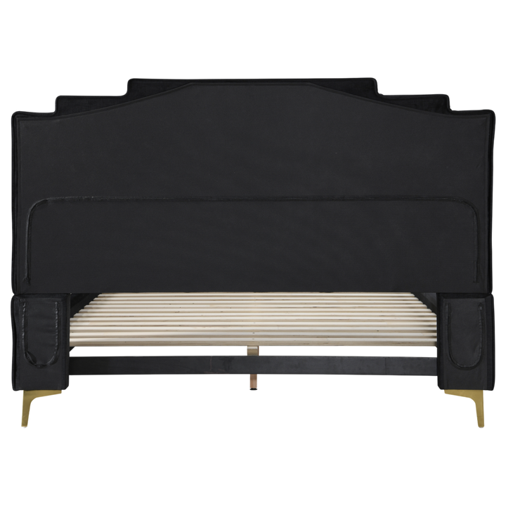 Phillipe Queen Bed Black Velvet - Future Classics Furniture