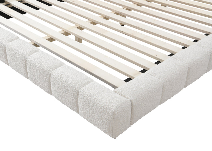 Highlands Queen Bed White Boucle