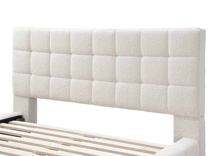 Highlands Queen Bed White Boucle