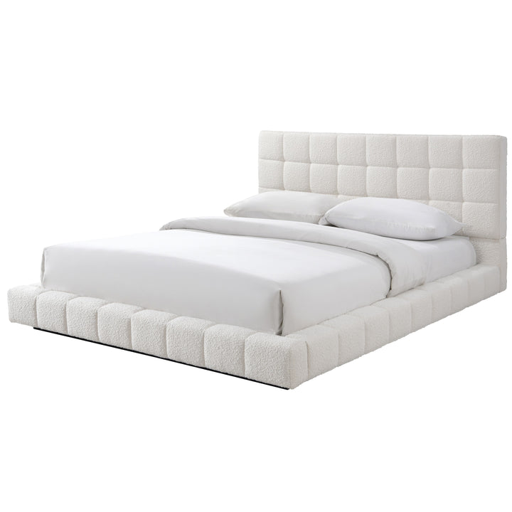 Highlands Queen Bed White Boucle