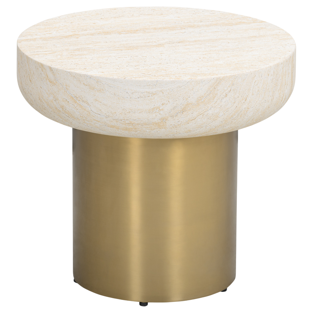 Modern Ferrara side table with a sleek design, featuring a round top and minimalist legs in a contemporary style.