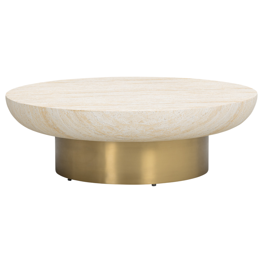 Modern Ferrara coffee table with a sleek wooden surface and black metal legs, ideal for contemporary living room decor.