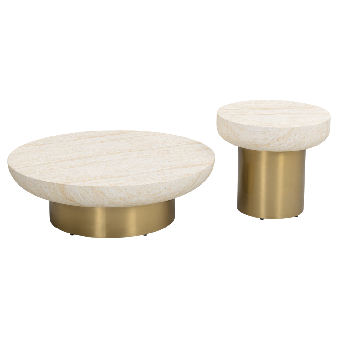 Modern Ferrara coffee table with a sleek wooden surface and metal legs, ideal for contemporary living room decor.