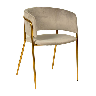 Nell Dining Chair Grey Velvet - Gold Frame