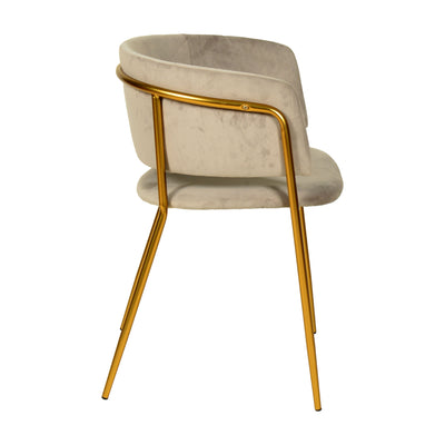 Nell Dining Chair Grey Velvet - Gold Frame