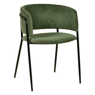 Nell Dining Chair Green Velvet - Black Frame