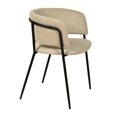 Nell Dining Chair Beige Velvet - Black Frame