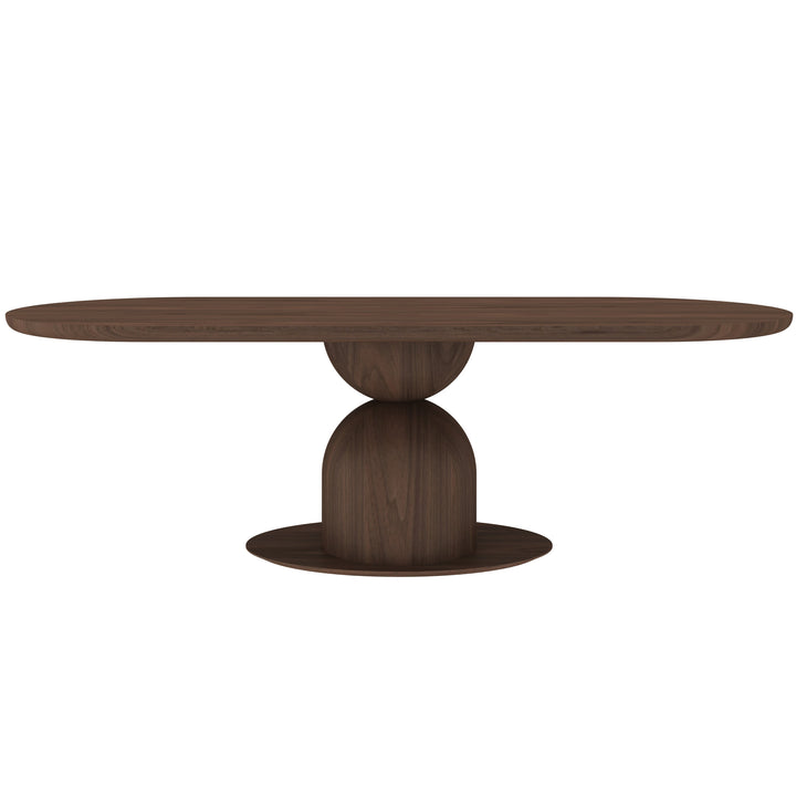 Walnut Tulip Oval Dining Table 2.4m, showcasing smooth wood surface and elegant oval shape for modern dining rooms.