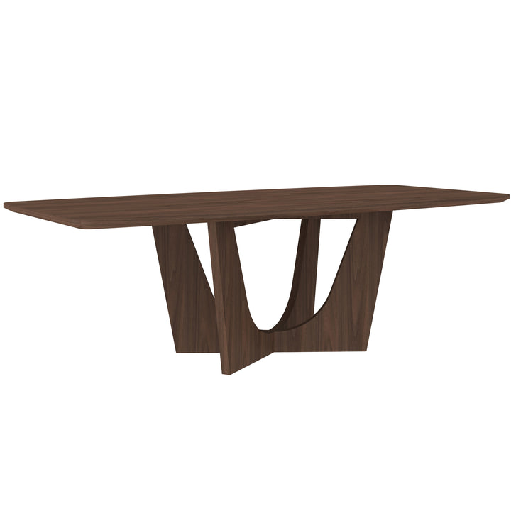 Side view of Vogue Walnut Dining Table, 2.4 meters long, showcasing its sleek wooden design and polished walnut finish.