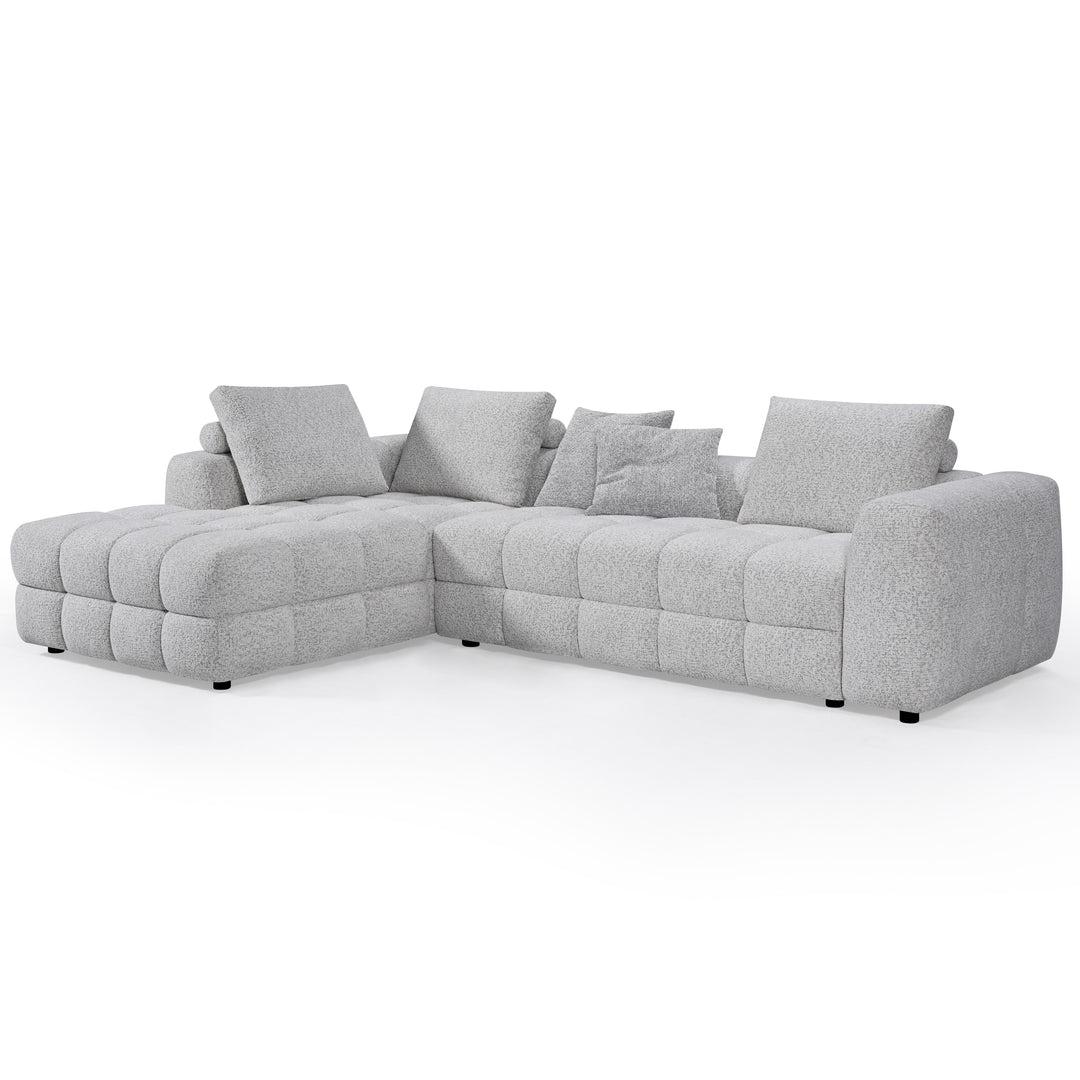 Cuddly Modular Sofa LHF in soft fabric with plush cushions, designed for comfortable lounging and modern living spaces.