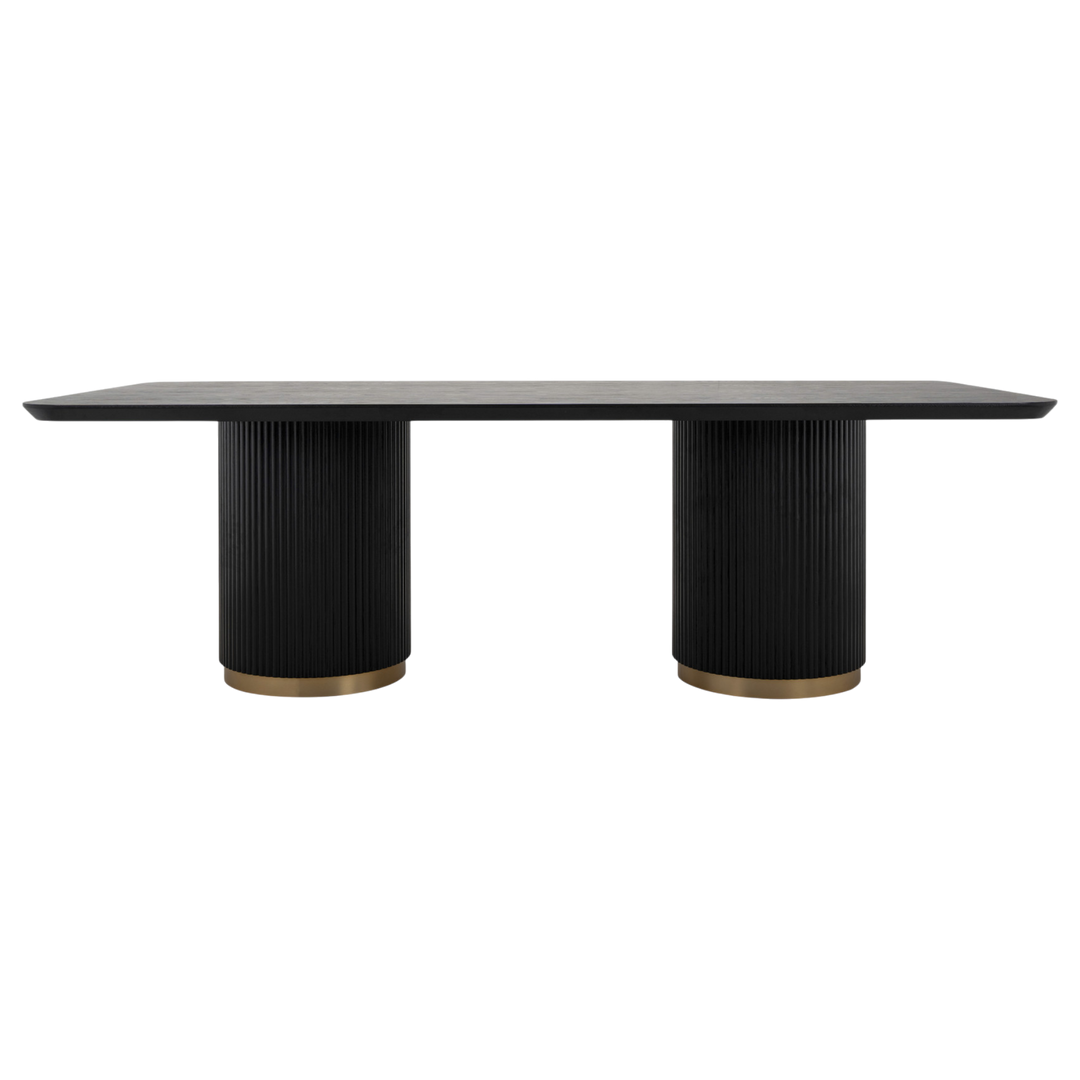 Large Mirabella dining table in natural wood finish, 2.4 meters long, showcasing a sturdy rectangular design for dining spaces.