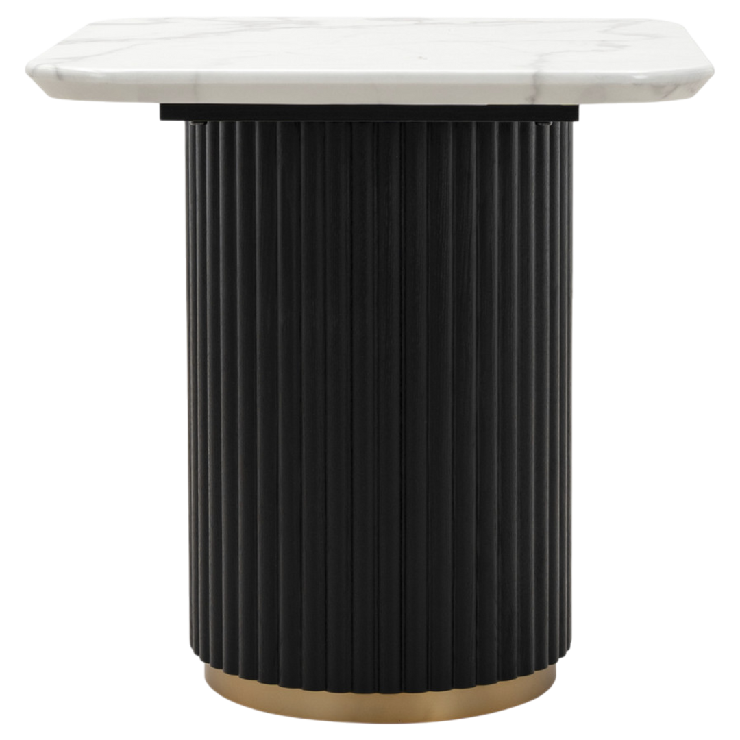 Mariella side table with a sleek wooden top and metal legs, modern design perfect for living room or bedroom decor.