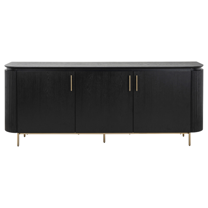 Modern Mirabella sideboard buffet with sleek wood finish, featuring multiple storage compartments and a contemporary design.