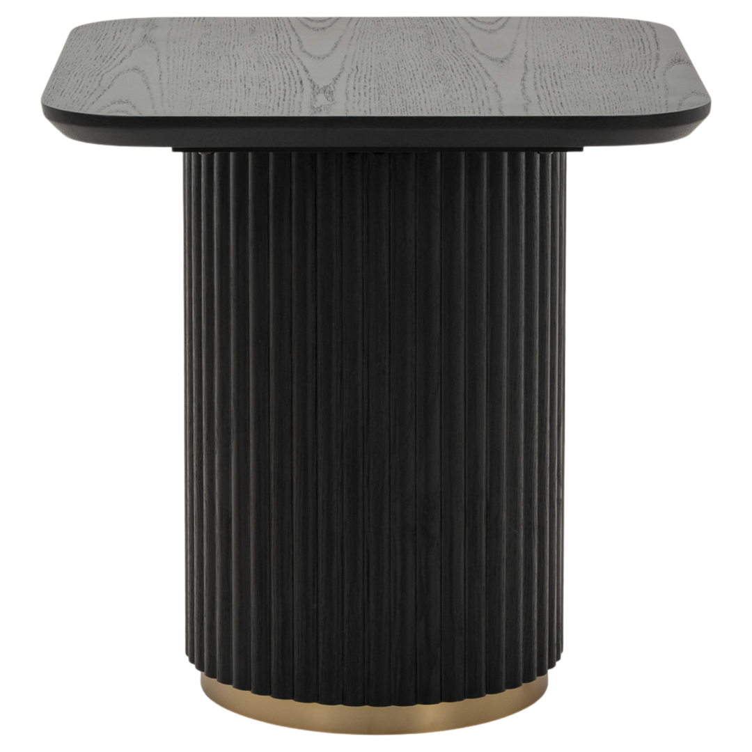 Modern Mirabella side table with a sleek wooden top and metal legs, perfect for living room or bedroom decor.