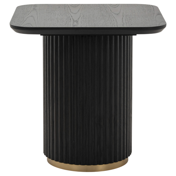 Mirabella side table with a sleek wooden top and metal legs, modern design perfect for living room or bedroom decor.