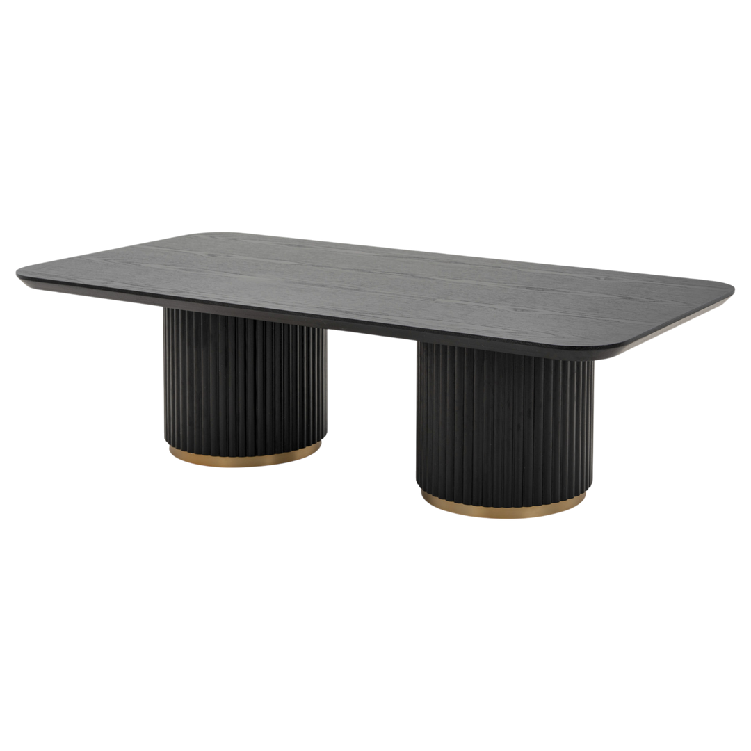 Modern Mirabella coffee table with a sleek wooden finish, featuring a rectangular shape and minimalist design for contemporary living rooms.