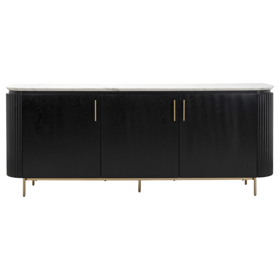 Elegant Mariella sideboard buffet with sleek wood finish and spacious storage drawers, ideal for modern dining rooms.