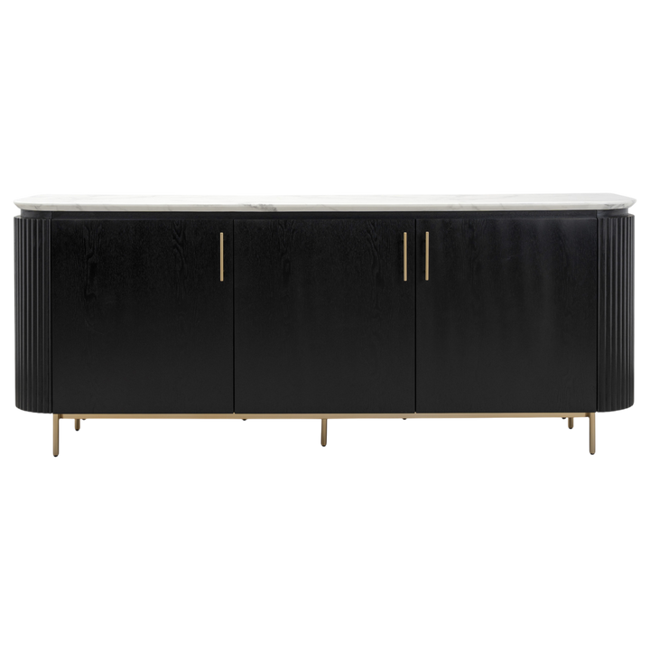 Elegant Mariella sideboard buffet with sleek wood finish and spacious storage drawers, ideal for modern dining rooms.