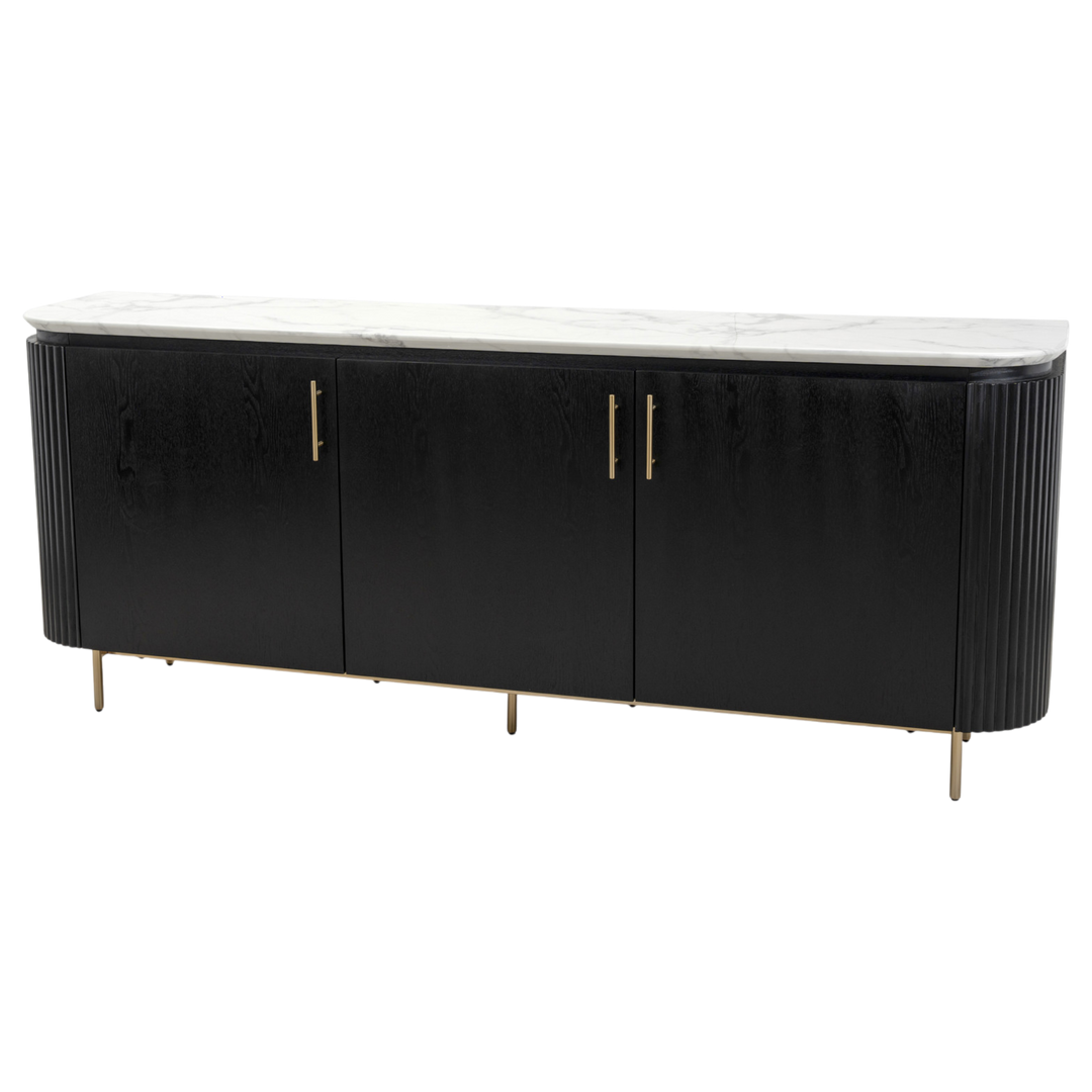 Mariella sideboard buffet with sleek wood finish and modern design, featuring multiple storage compartments and minimalist handles.