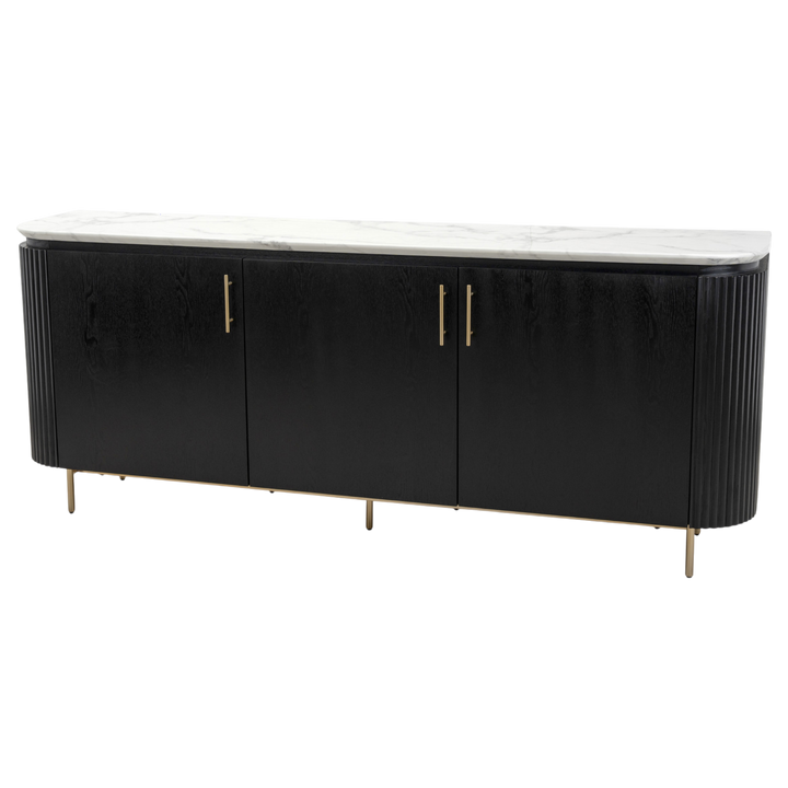 Mariella sideboard buffet with sleek wood finish and modern design, featuring multiple storage compartments and minimalist handles.