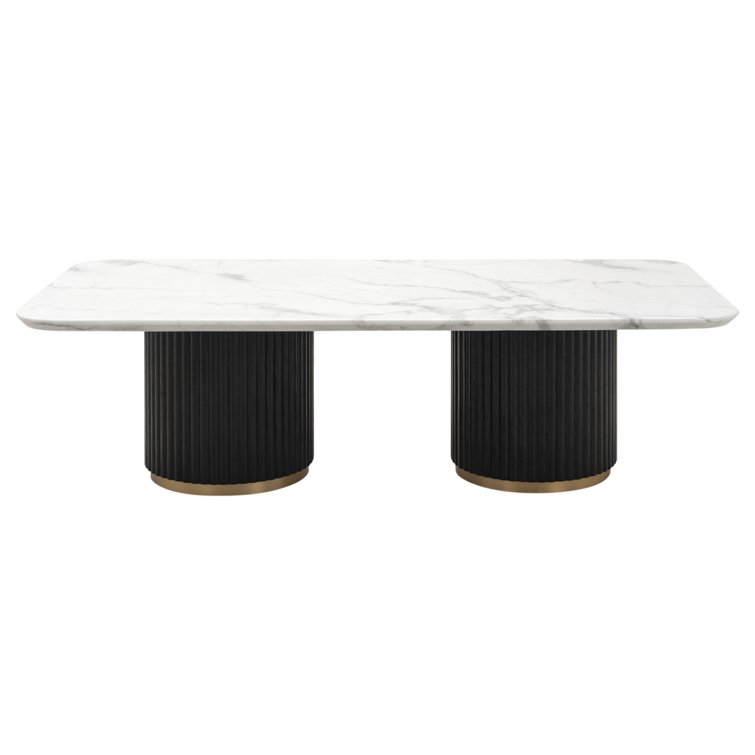 Mariella coffee table with a sleek wooden surface and modern design, perfect for living room decor.