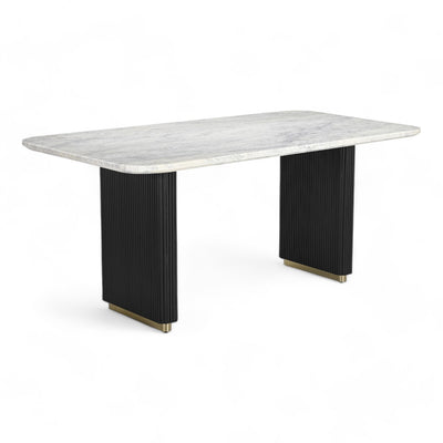 Hamptons Fluted Marble Oval Dining Table - 1.8m