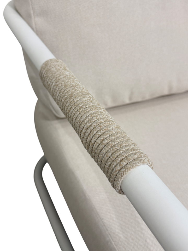 Cream Fiore dining chair with sleek design and cushioned seat, ideal for modern dining rooms.