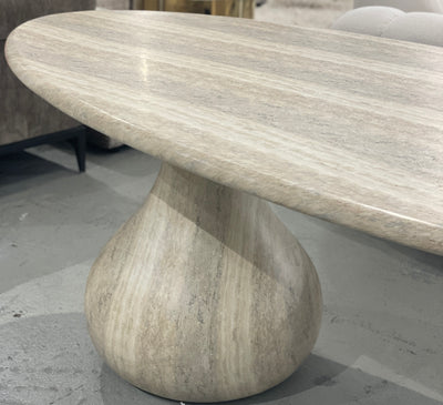 Aqua Oval Dining Table Travertine - 2.2m - Future Classics Furniture