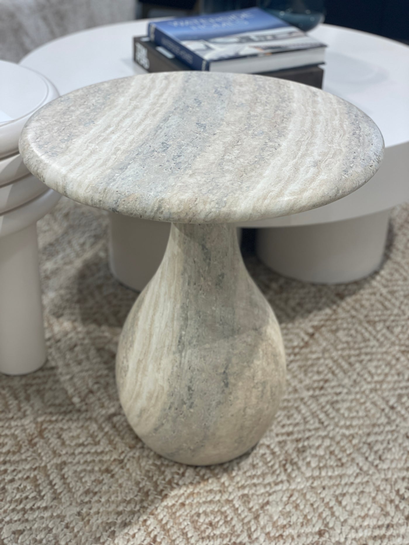 Aqua Side Table Travertine