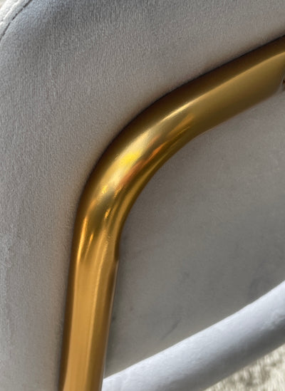 Nell Dining Chair Grey Velvet - Gold Frame