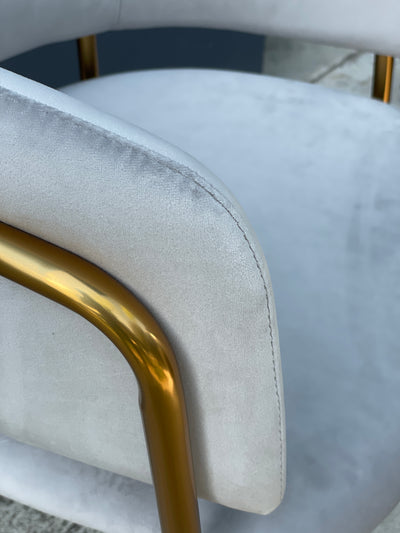 Nell Dining Chair Grey Velvet - Gold Frame