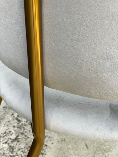 Nell Dining Chair Grey Velvet - Gold Frame