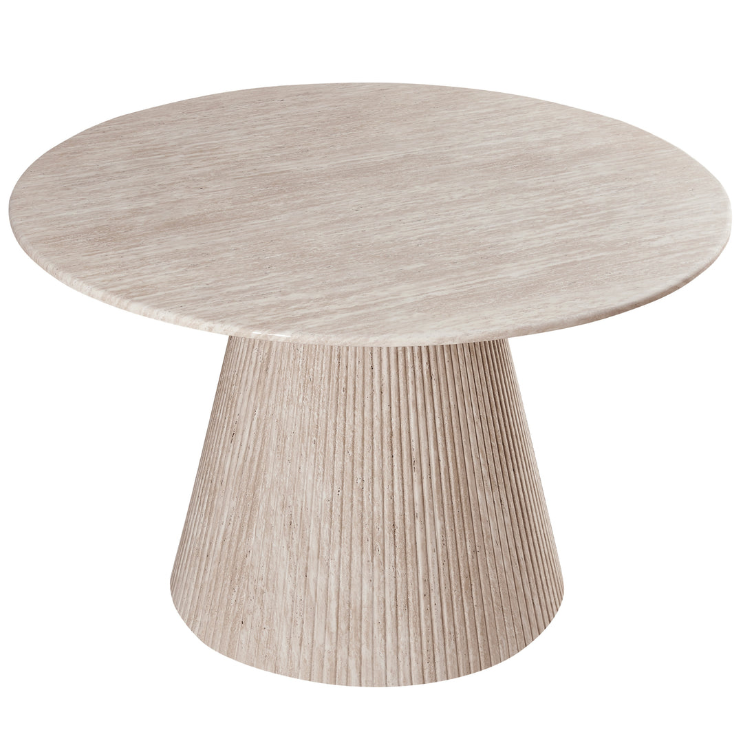 Venice round dining table, 1.2 meters, showcasing a smooth wooden surface and sturdy base, ideal for family meals.