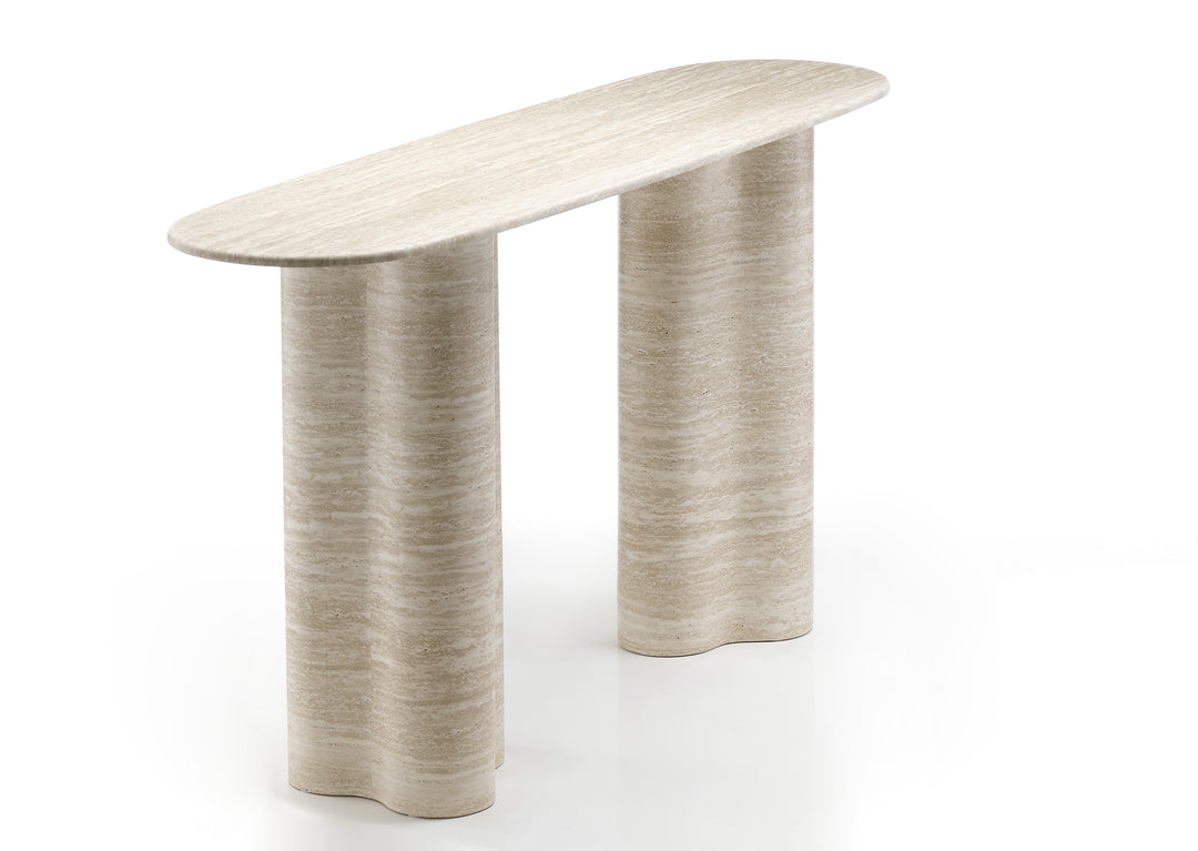 Modern Paloma Console Table with sleek wood finish and minimalist design, ideal for entryways and living spaces.