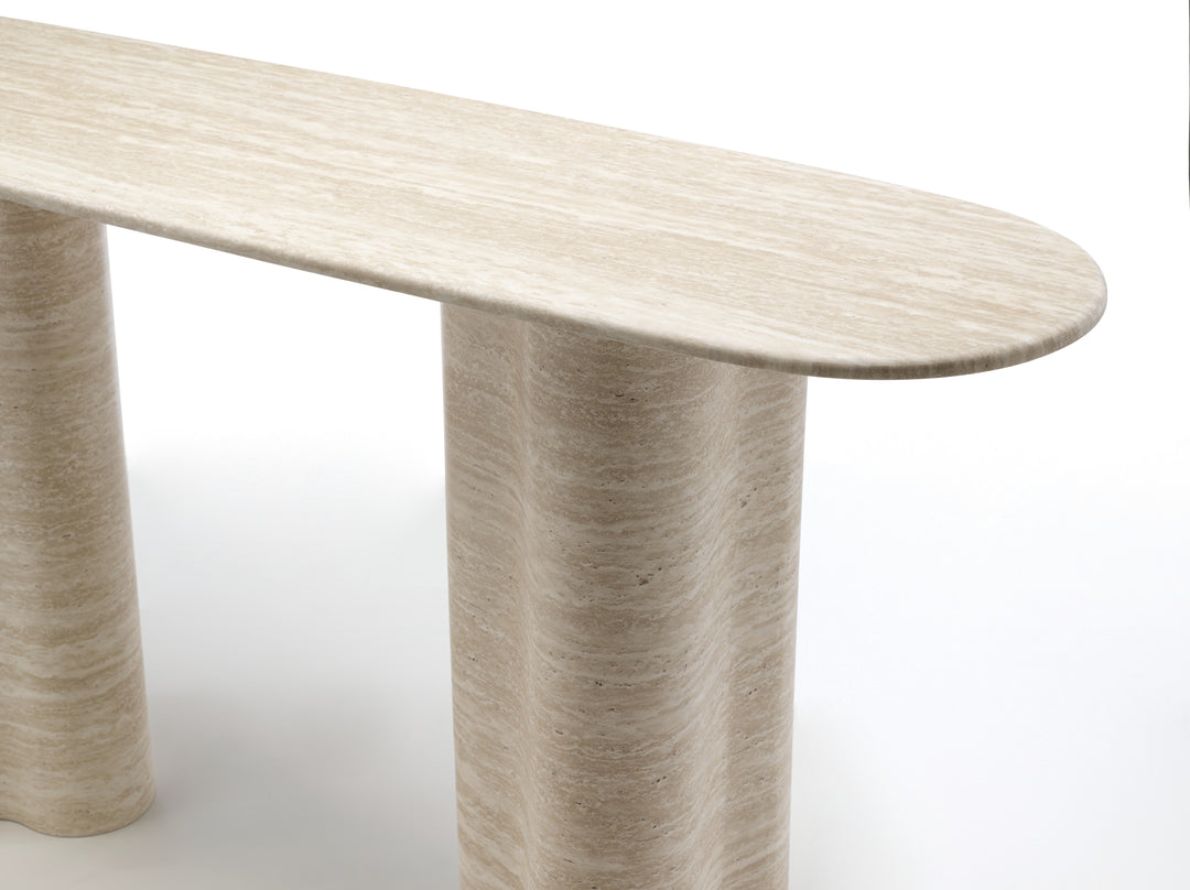 Elegant Paloma console table with sleek wooden finish and minimalist design, ideal for entryways or living rooms.