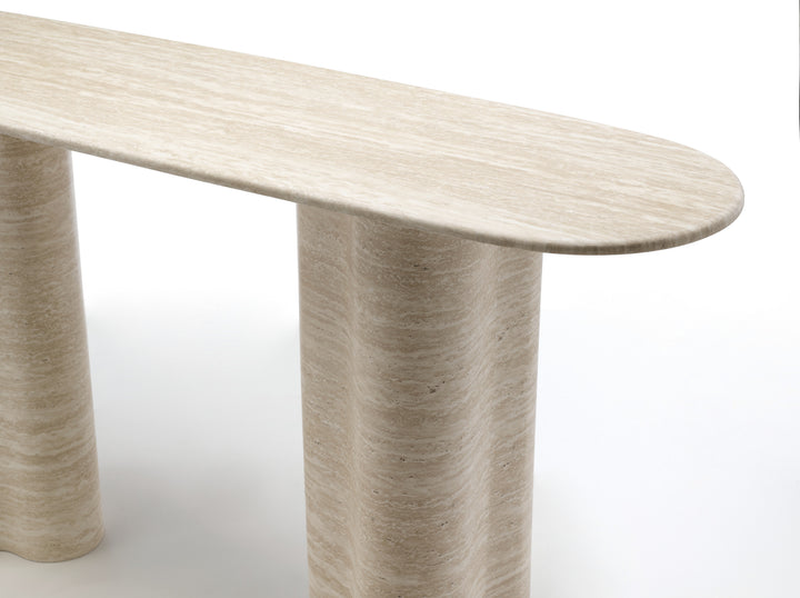 Elegant Paloma console table with sleek wooden finish and minimalist design, ideal for entryways or living rooms.