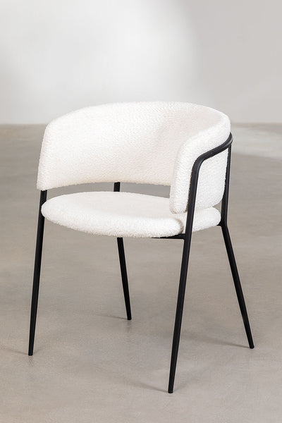 Nell Dining Chair Boucle - Black Frame