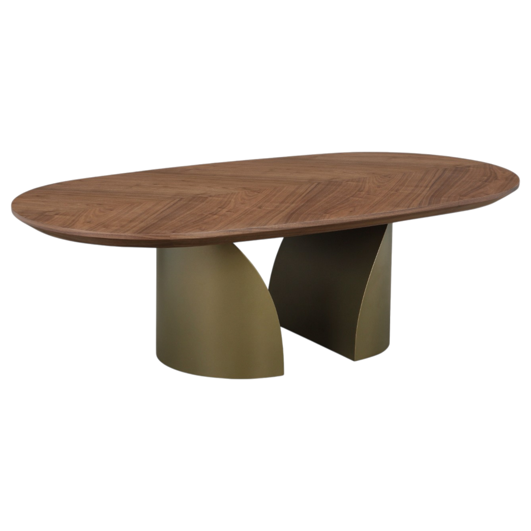 Modern Bellissama coffee table with a sleek wooden surface and metal legs, perfect for contemporary living room decor.