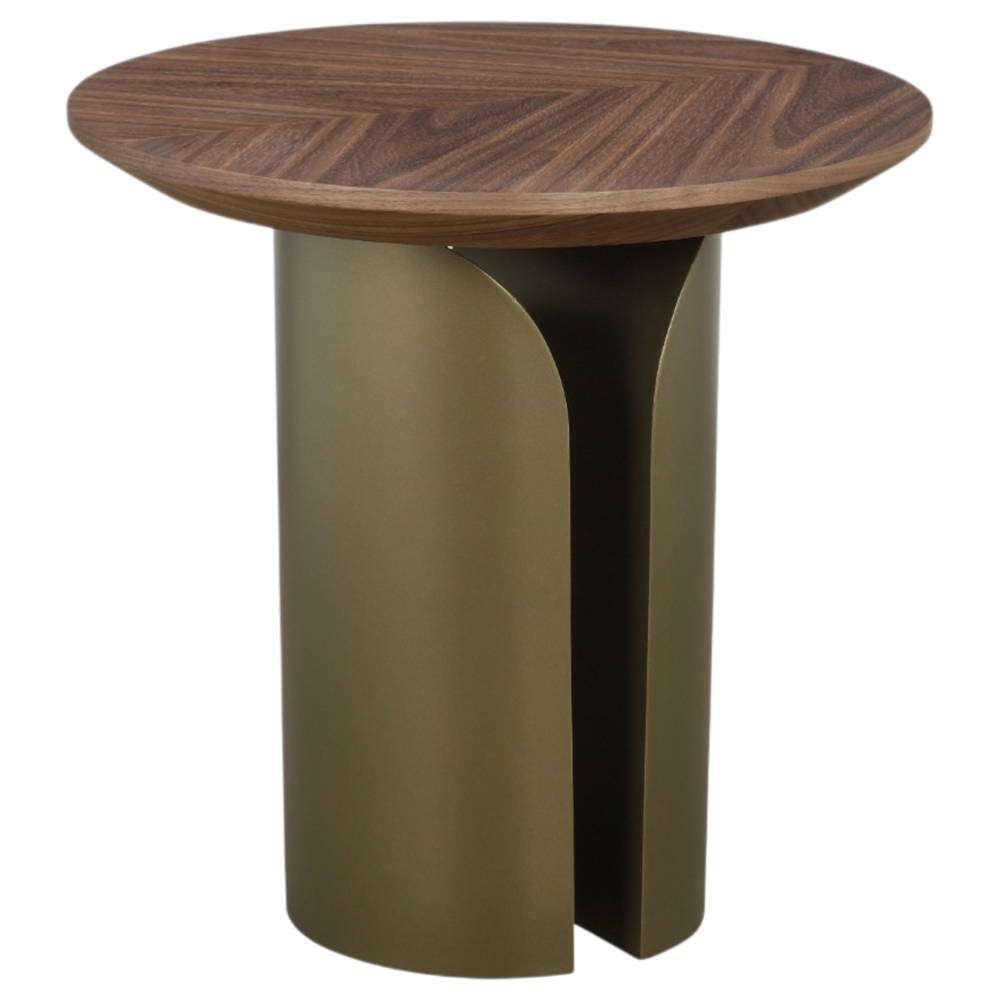 Bellissama side table with a sleek wooden surface and black metal legs, modern design ideal for living room or bedroom.