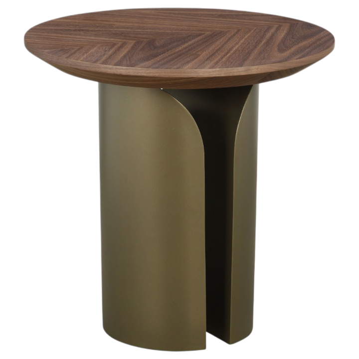 Bellissama side table with a sleek wooden surface and black metal legs, modern design ideal for living room or bedroom.