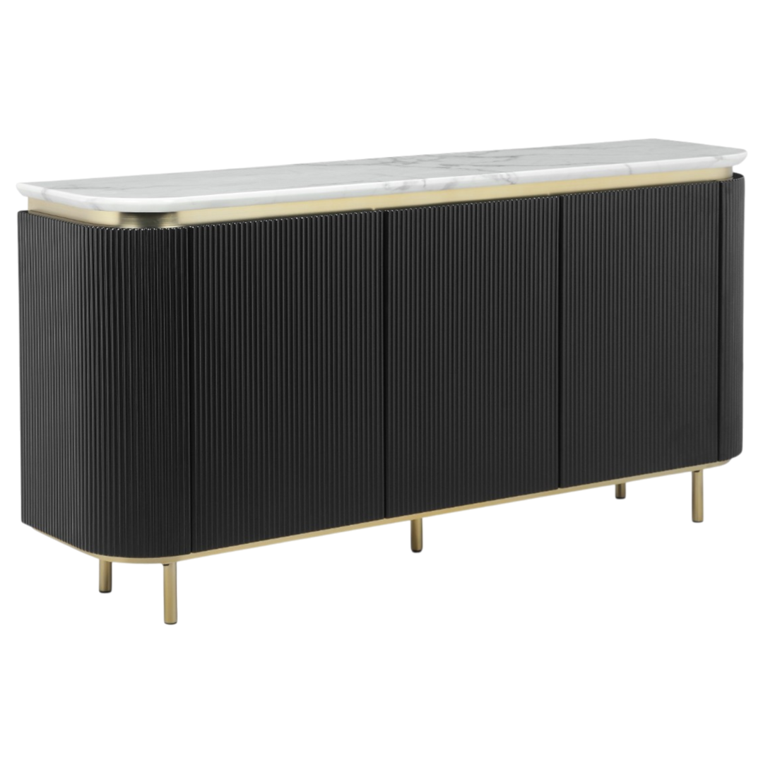 Siciliano sideboard buffet with wooden finish and modern design, featuring multiple storage compartments and sleek handles.