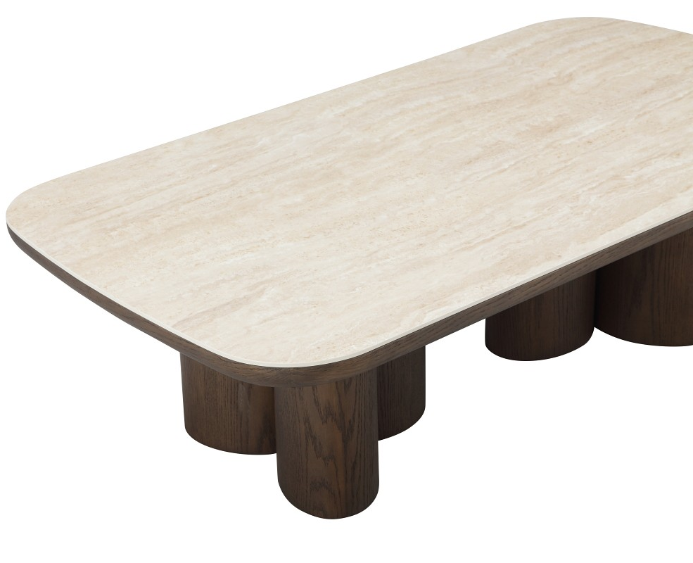 Modern Castello coffee table with a sleek wooden top and metal legs, perfect for contemporary living room decor.
